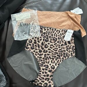 Soma Leopard and Tan High-Waisted Briefs